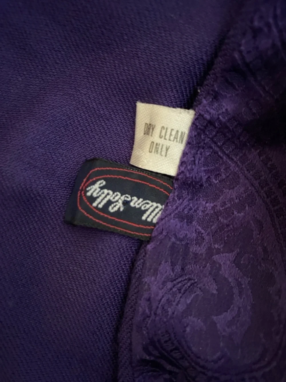 Vintage 1960s Allen Solly Purple Jacquard Silk/Wool Scarf